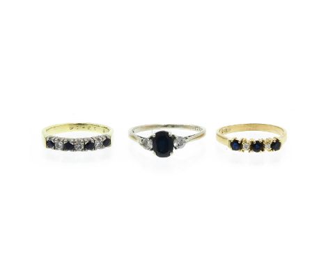 Gold, diamond and sapphire rings.
