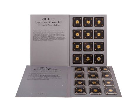 Republik Tschad/GOLD - Investment Münzen Serie "30 Jahre Berliner Mauerfall", 24 x 3000 Francs 2019, in zwei Alben, je 1/500 