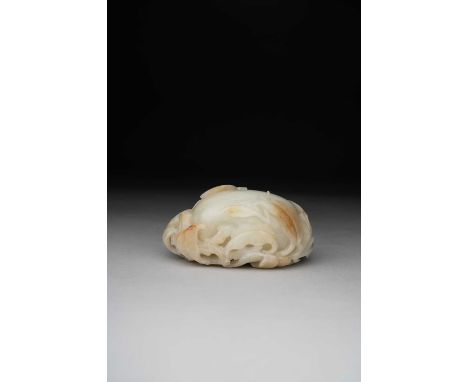 A FINE CHINESE CELADON JADE 'POMEGRANATE' GROUPQIANLONG 1736-95Carved as two pomegranates issuing from a leafy stem, each fru