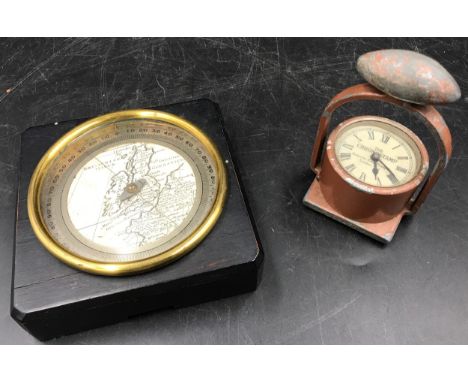 A clock and stamp, The Chronostamp, Warwicks, Time Stamp Co London Serial Number 56291 together with a brass mounted large co