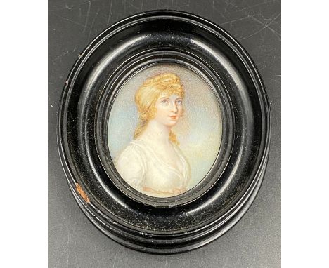 A miniature portrait of a lady by Andrew Plimer, initialled and dated. 7 x 5cms picture size.Condition ReportChip to frame, o