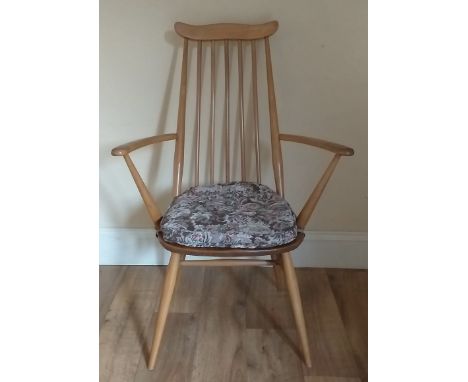 An Ercol Windsor Chair c1960 with original tapestry seat. 97cm x 48cm.Good condition.