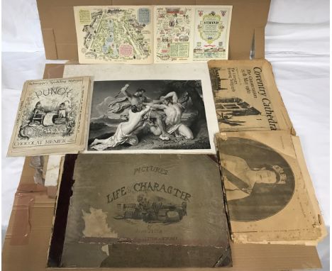 A collection prints to include a book of 12 original lithographs of London by J.P Sayer, 13 print of various 19th centry scen