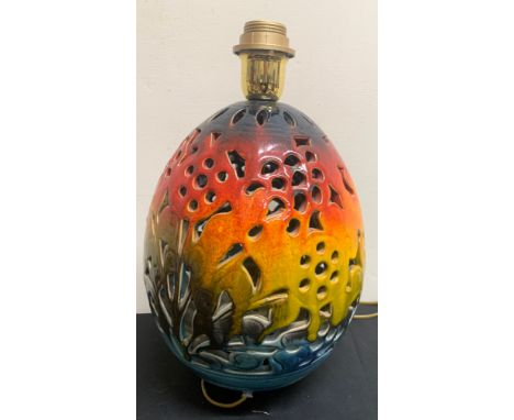 A vintage pierced ceramic lamp base, 38cm to top of fitting.Condition ReportGood condition.