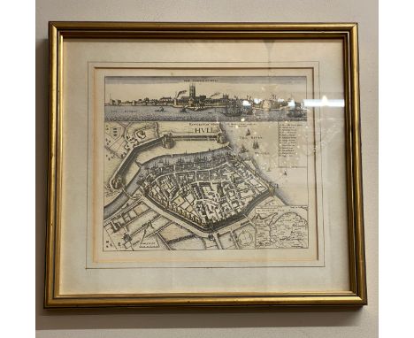 A print of an old map of Hull. 29 X 32cmsCondition ReportGood condition.