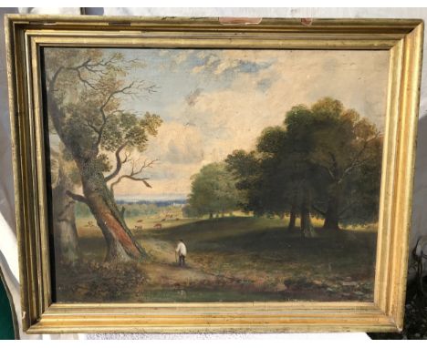 J RICHARDSON. A large painting on canvas, view from Beverley Westwood, signed J Richardson L.L. C1871. Canvas size 51 h x 69c
