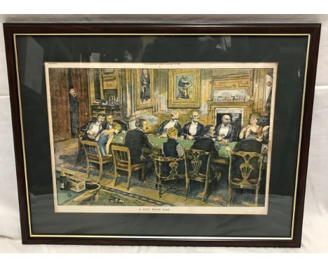 A framed coloured Victorian print from a supplement  'Truth Christmas Number December 25th 1891' (a Quiet round Game), an ext