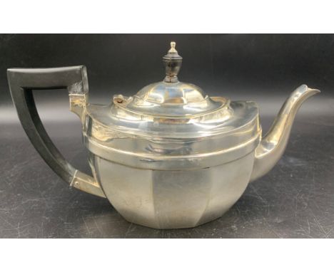 Silver teapot with ebony handle &amp; knop. Chester 1928. 590gms.Condition ReportCrack to knop.