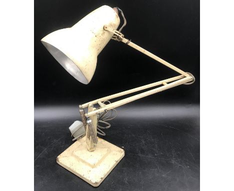 Herbert Terry angle poise lamp, cream finish.Condition ReportScratching to surface, rust, dents to shade and old wiring.