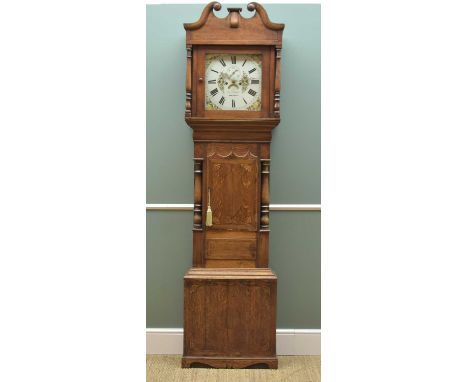 19TH CENTURY ANGLESEY 8-DAY OAK LONGCASE CLOCK, Robert Jones, Amlwch, c. 1835-56, 13in. painted dial decorated with flowering