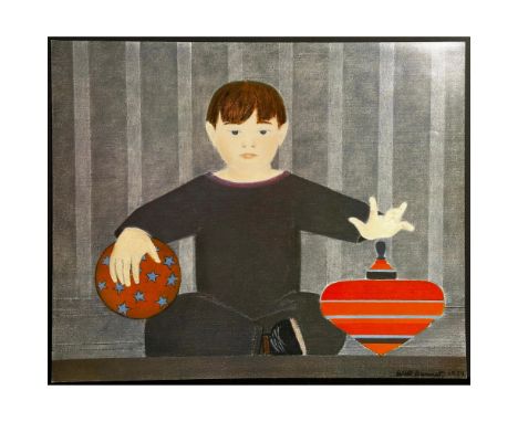 Offset Lithograph titled Boy With Red Top. Sight size 28" x 23" 