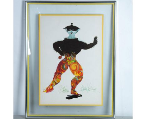 This large offset color lithograph on laid paper is applied to a straw yellow color board and is set in a double-sided glass 