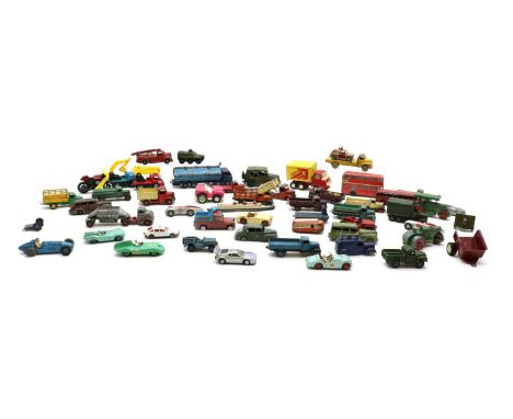 A collection Dinky Toy and Supertoy cars,to include a double-decker bus, Foden trucks, an Aveling Barford, N.C.B Electric Van