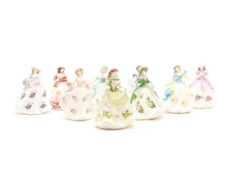 A collection of Royal Worcester porcelain figures,comprising 'Sweet Snowdrop', 'Sweet Rose', 'Sweet Aster', 'Sweet Forget Me 