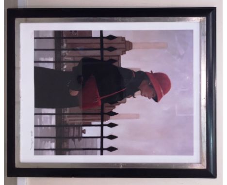 Jack Vettriano (b. 1951):Portrait of a lady opposite Battersea Power Station, colour print, hand signed in pencil & numbered 