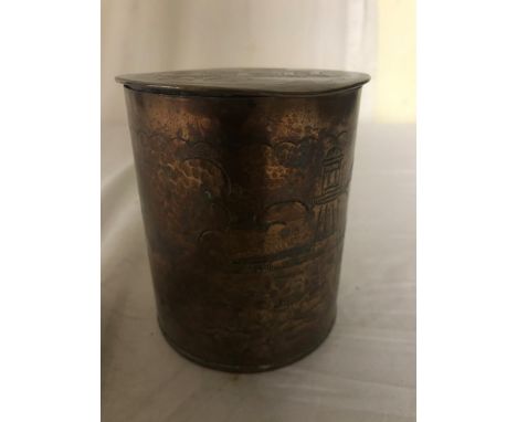 An Arts & Crafts Newlyn-style tea caddy, signed 'H Dyer'
