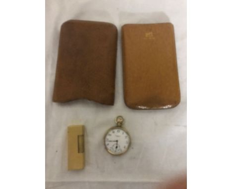 A Benson watch; together with a Dunhill lighter and leather cigar case