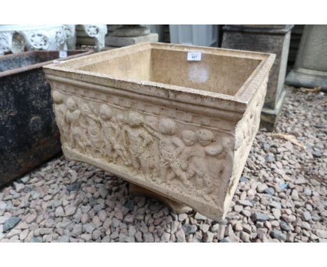 Square stone pedestal planter&nbsp; 