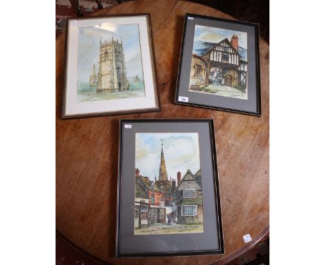 3 watercolours - Architectural scenes 