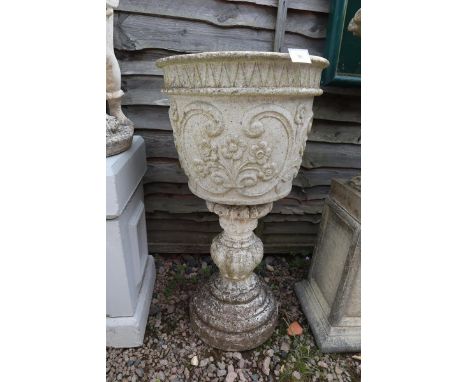 Stone pedestal planter - Approx height: 84cm 