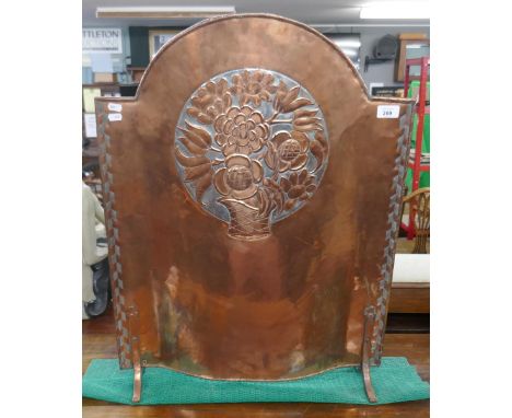 Hugh Wallis Arts &amp; Crafts copper &amp; pewter firescreen 