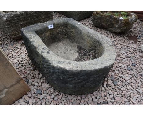 Antique D end stone trough 