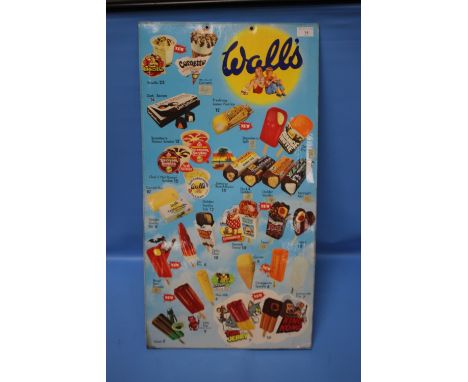 A VINTAGE 1977 DOUBLE SIDED WALLS ICE CREAM PRICE LIST