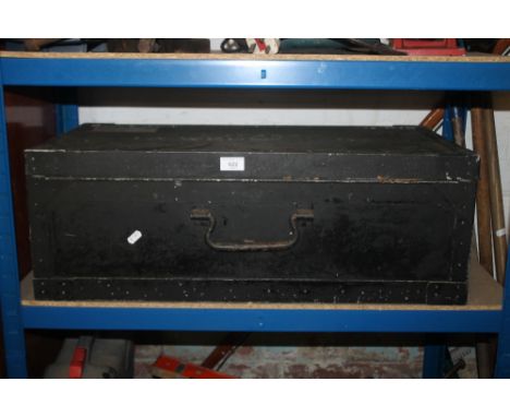 AN ALUMINIUM TRAVEL TRUNK