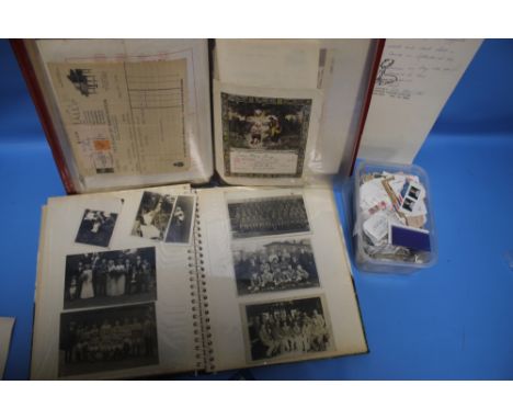 A QUANTITY OF VINTAGE PHOTOGRAPHS, STAMPS ETC.
