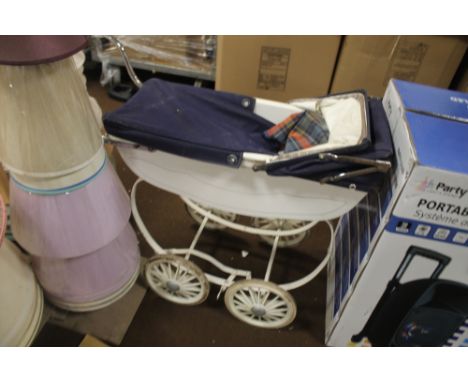 A VINTAGE SLIVER CROSS STYLE DOLLS PRAM