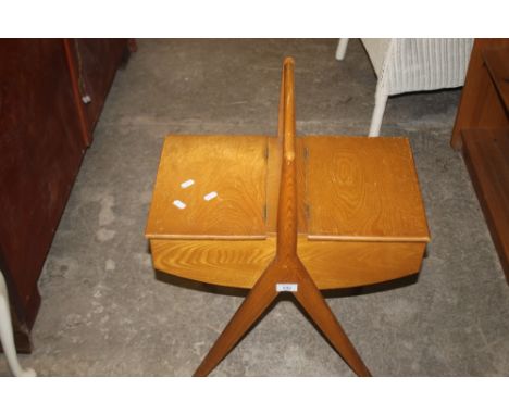 A VINTAGE WOODEN DOUBLE ENDED SEWING BOX