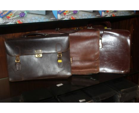 THREE VINTAGE LEATHER SATCHELS