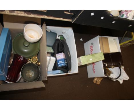 A QUANTITY OF SUNDRIES TO INCLUDE CAMERA, PLAYING CARDS ETC.