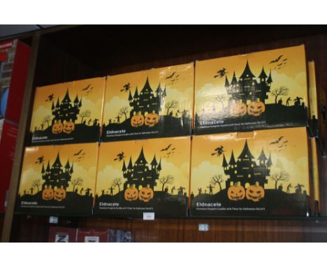 18 ELDNACELE FLAMELESS PUMPKIN CANDLES WITH TIMER FOR HALLOWEEN