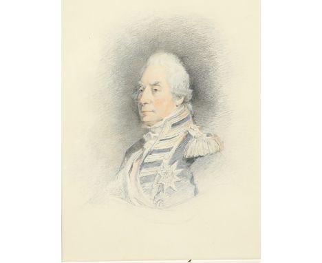 Portrait of a woman, oil on board, signed lower right Arnaud, together with a drawing of a gentleman, possibly George Lord Ke