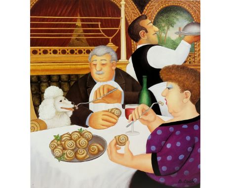 A limited edition Beryl Cook signed print entitled ' Dining In Paris '. 367/650. Sold on behalf of Princess Alice Hospice.   
