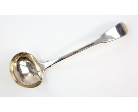  Scottish silver Georgian fiddle pattern sauce ladle, Edinburgh 1822 by RH .     Marks clear. Bowl misshapen slightly. Minor 