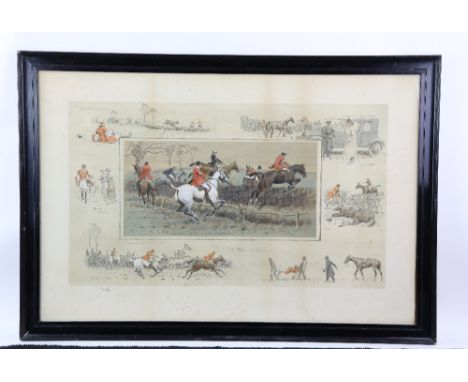 Snaffles, Charles Johnson Payne (British, 1884-1967), Point to Point, coloured lithographic print, signed in pencil, 50cm x 7