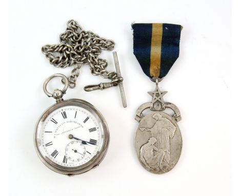 W. E Watts Ltd silver open faced pocket watch, enamel dial with Roman numerals minute track and subsidiary dial, The  Greenwi