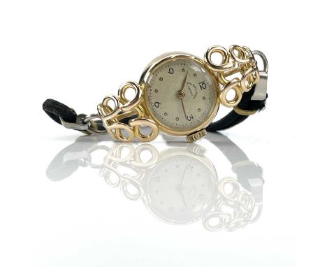 An 18ct ladies Favre Leuba manual wind wristwatch, the signed 14mm dial with quarter Arabic numberals and dot markers, signed