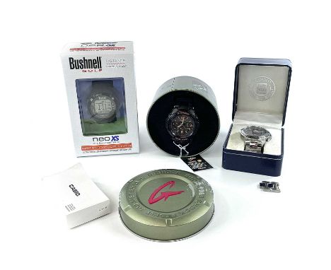 A Casio G-SHOCK chronograph quartz gentleman's bracelet wristwatch, module no. 5121, within original tin box with booklet and