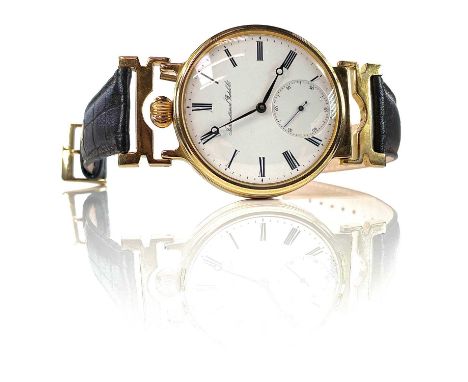 An unusual International Watch Co gold plated manual wind wristwatch, converted from a pocket watch, the signed 44mm white en