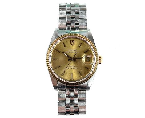 A 1970's Tudor Prince Oysterdate rotor self winding automatic gold plated and stainless steel bracelet wristwatch, the signed