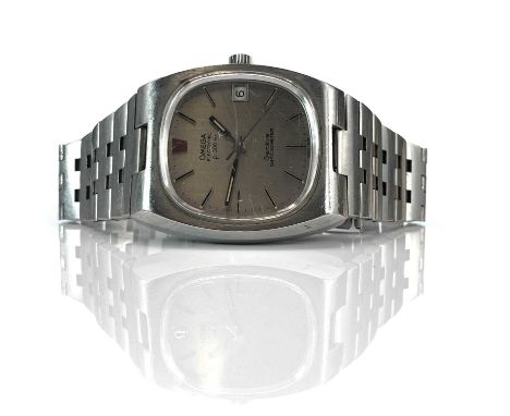 A 1970'S Omega Electronic 300Hz Chronometer stainless steel gentleman's bracelet wristwatch, ref. 1250, the signed 28mm silve