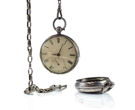 A silver cased pocket watch with nickal Albert watch chain; together with a Victorian silver pocket watch case.