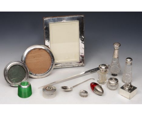 A LATE VICTORIAN SILVER PATCH BOX of circular form with an inset enamel of the head and shoulders of a lady wearing a hat, 3.