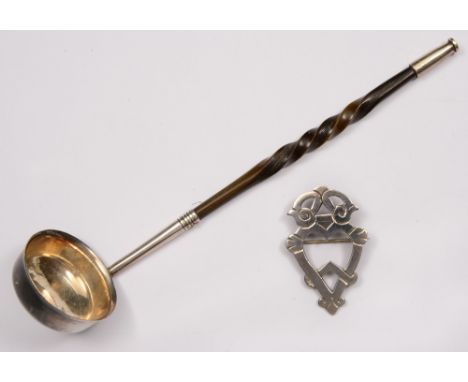 A SMALL SCOTTISH PROVINCIAL SILVER LUCKENBOOTH BROOCH, Inverness 1961 by J Ferguson; and an unmarked toddy ladle with twisted