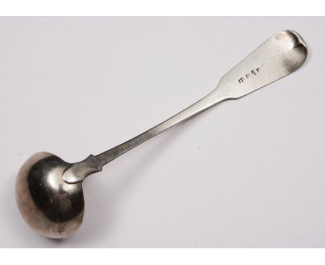 A SCOTTISH PROVINCIAL SILVER FIDDLE PATTERN TODDY LADLE, initialled RL, c.1800, stamped 'I' seven times, 1 troy oz