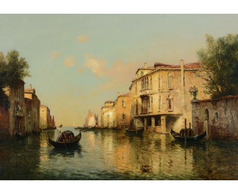 λ ANTOINE BOUVARD (FRENCH 1870-1956)VENETIAN CANAL WITH A GONDOLAOil on canvasSigned (lower right)63 x 90cm (24¾ x 35¼ in.)Co