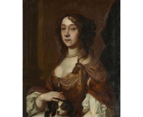 ENGLISH SCHOOL (17TH CENTURY)PORTRAIT OF A LADY WITH HER SPANIELOil on canvas73.5 x 62.5cm (28¾ x 24½ in.)Condition Report: T